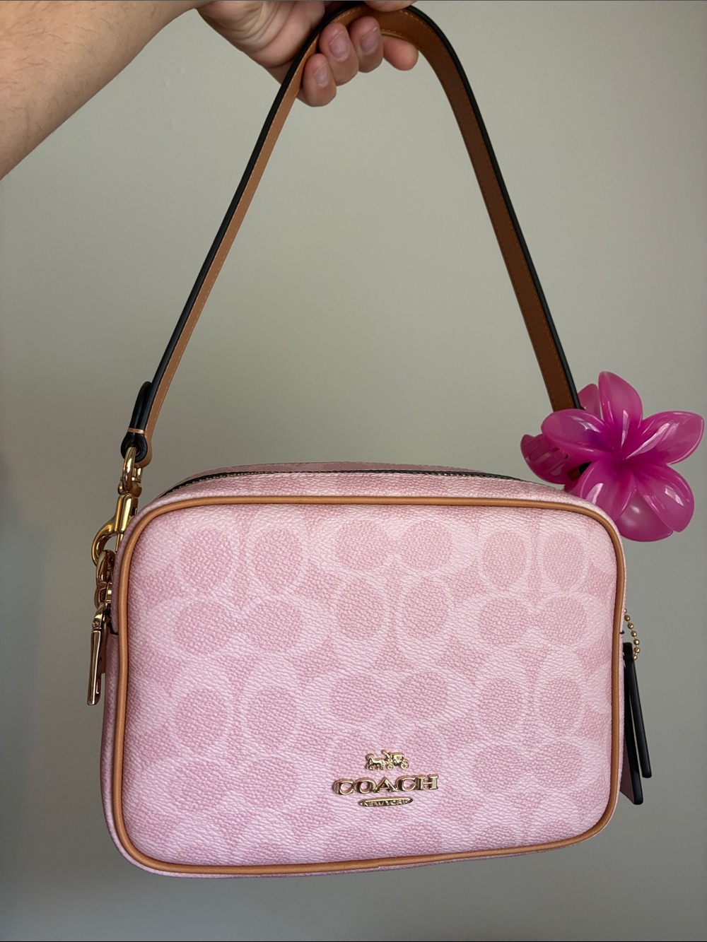 Coach Powder Pink Mini Carey Crossbody Bag In Signature Canvas NWOT